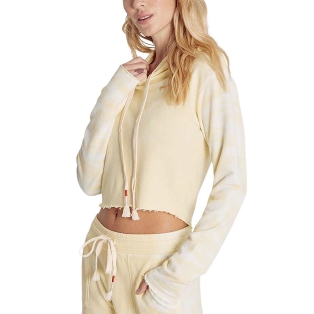 NWT Wildfox Broken Dreams Cropped Hoodie In Lemon Meringue Sz. XS